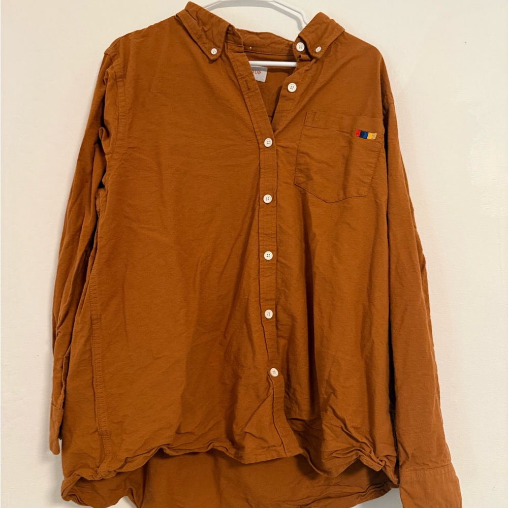 Peau De Loup Men's Button-Down Shirt in Rust Orange